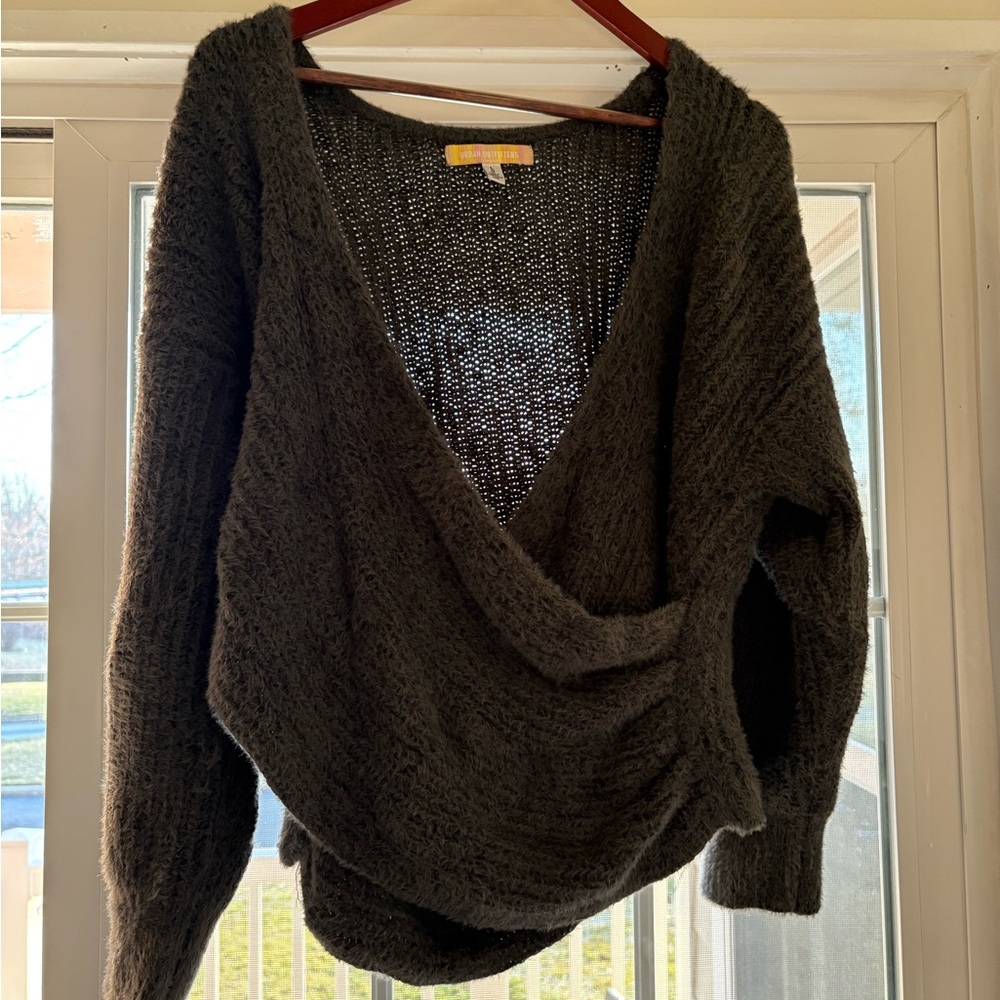 Urban Outfitters Gray Knit Wrap Sweater